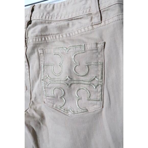 Tory Burch Khaki Tan Cropped Jean Size 26 - Picture 6 of 6
